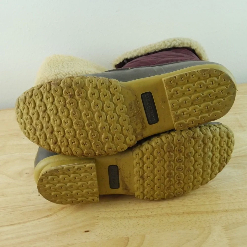 LL Bean Quilted Duck Boots Sherpa Lined Women 10 M USA Vintage Heritage Utility